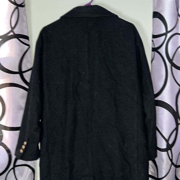 Moussy Vintage Black Trench Overcoat Size Small with Nautical Gold Buttons - Picture 9 of 13